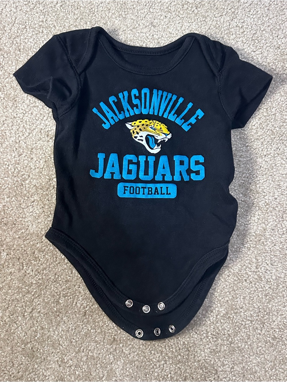 NFL Jacksonville Jaguars Black Baby One-Piece with Teal and Gold Logo